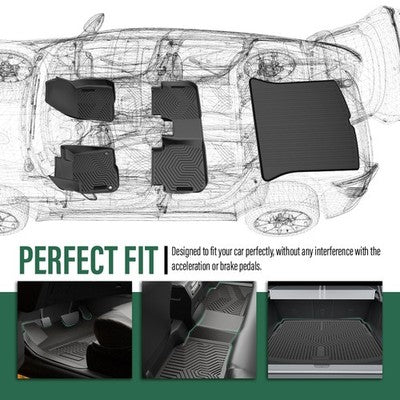 Solid Spare 3D Molded TPE Floor Mats Cargo Liner Fit For 2021-2024 Tesla Model S All Weather