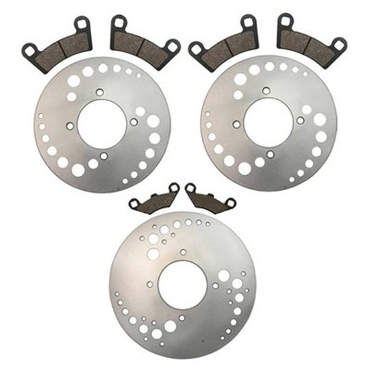 Solid Spare Front & Rear Brake Rotors and Pads for Polaris Outlaw 450 MXR - 2009 2010