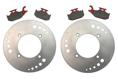 Solid Spare 2 Front Disc Brake Rotors & Semi-Metallic Pads 2011-17 for Suzuki King Quad 500