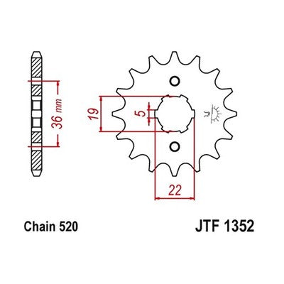 JT Sprockets 13 Tooth Front Sprocket for Honda TRX300EX & TRX300X Sportrax