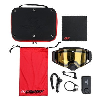 Castle X Adult COIL Heated Goggle Kit Snow Goggles with Carry Case White/Gray