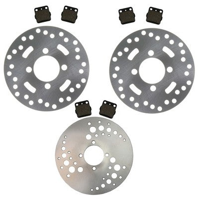 Solid Spare Front & Rear Brake Rotors & Semi-Metallic Brake Pads for Yamaha Raptor 350