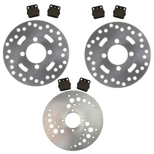 Solid Spare Front & Rear Brake Rotors & Semi-Metallic Brake Pads for Yamaha Raptor 350