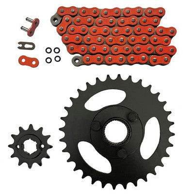 Solid Spare Orange 520x60 O-Ring Chain & 12/32 Sprockets for Polaris RZR 170 fits 2009-2016