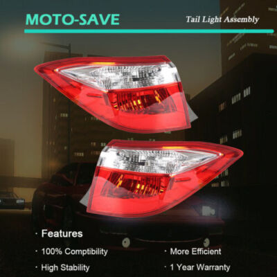 Solid Spare Red Driver & Passenger Rear Brake Tail Lights Fit For Toyota Corolla 2014-2016