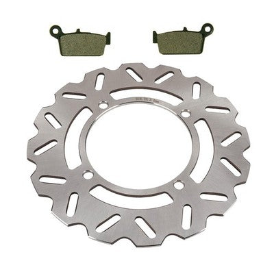 Solid Spare Rear Brake Rotor & Semi-Metallic Brake Pads for Kawasaki KX125 fits 2003-2005