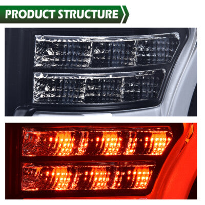 Solid Spare Black Housing Smoked Lens LED Brake Tail Lights Fit For 2009-2014 Ford F150