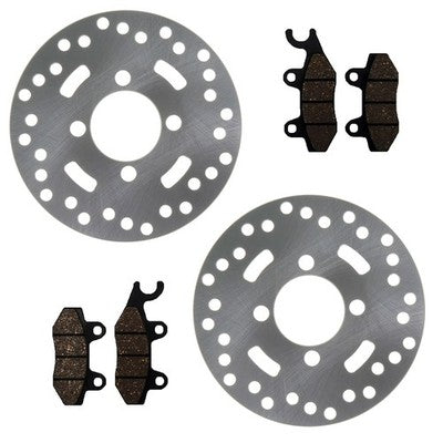 Solid Spare 2 Front Disc Brake Rotors & Brake Pads for Yamaha Raptor 700 2006-2023 YFM700R