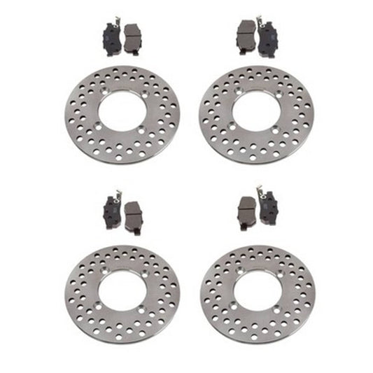 Solid Spare Front & Rear Brake Rotors & Semi-Metallic Pads for Honda Big Red 700 2009-2013