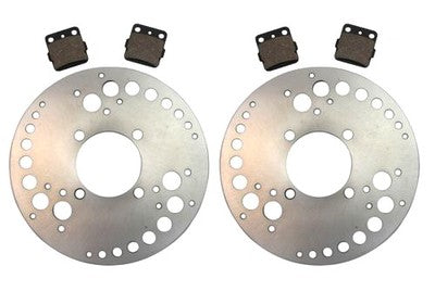 Solid Spare Both Front Disc Brake Rotors & Semi-Metallic Brake Pads for Yamaha Grizzly 600