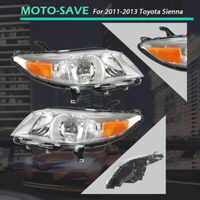 Solid Spare Fit For 2011 2012 2013 Toyota Sienna Headlight Pair Lamps Set LH&RH Replacement
