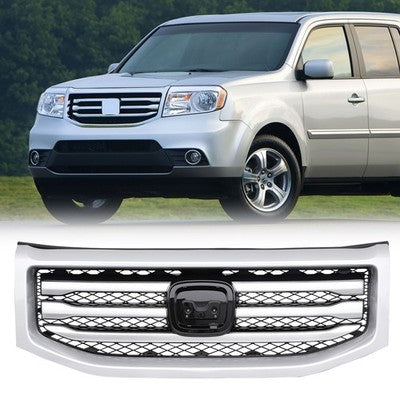 For Honda Pilot 2012-2015 12-15 Front Bumper Silver Grille Molding Surround Trim