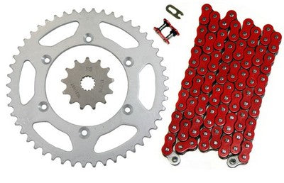 Solid Spare Red 520x112 Drive Chain & 13/49 Sprockets for Yamaha YZ125 2002 2003 2004