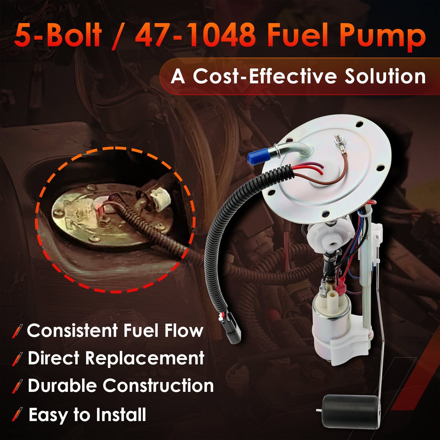 5-Bolt Fuel Pump Assembly Fit 05-08 Polaris Sportsman 500 700 800 EFI ATV 471048