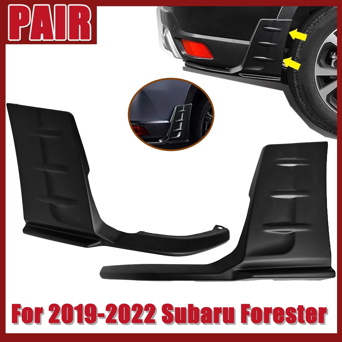 Pair STI Style For 2019 2020 2021 2022 Subaru Forester rear bumper corner lip