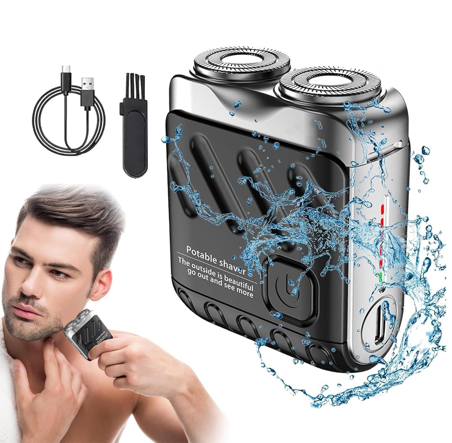 Double Ring Pocket Travel Shaver Mini Men Shaver Portable Beard Razor Black