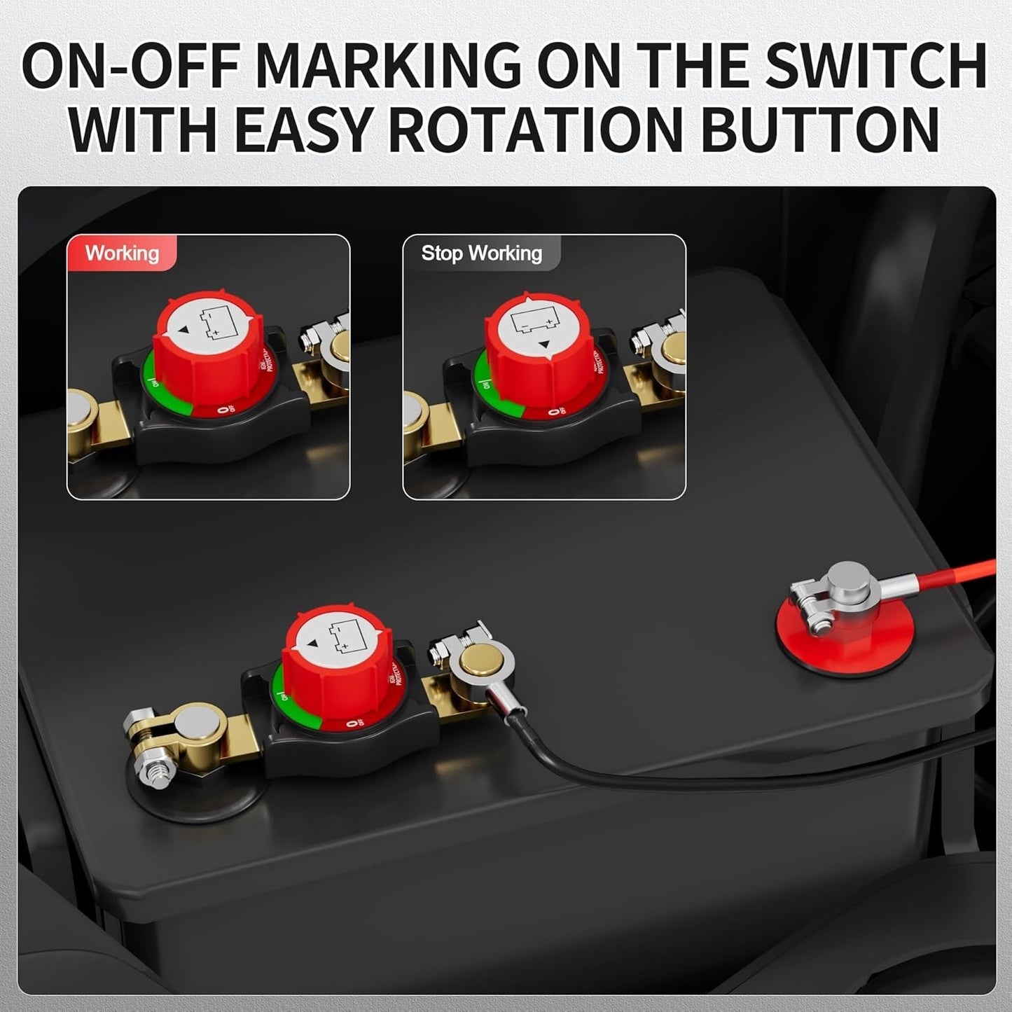 Top Post Battery Disconnect Switch 12-48V Marine Battery Cut-Off Switch Isolator
