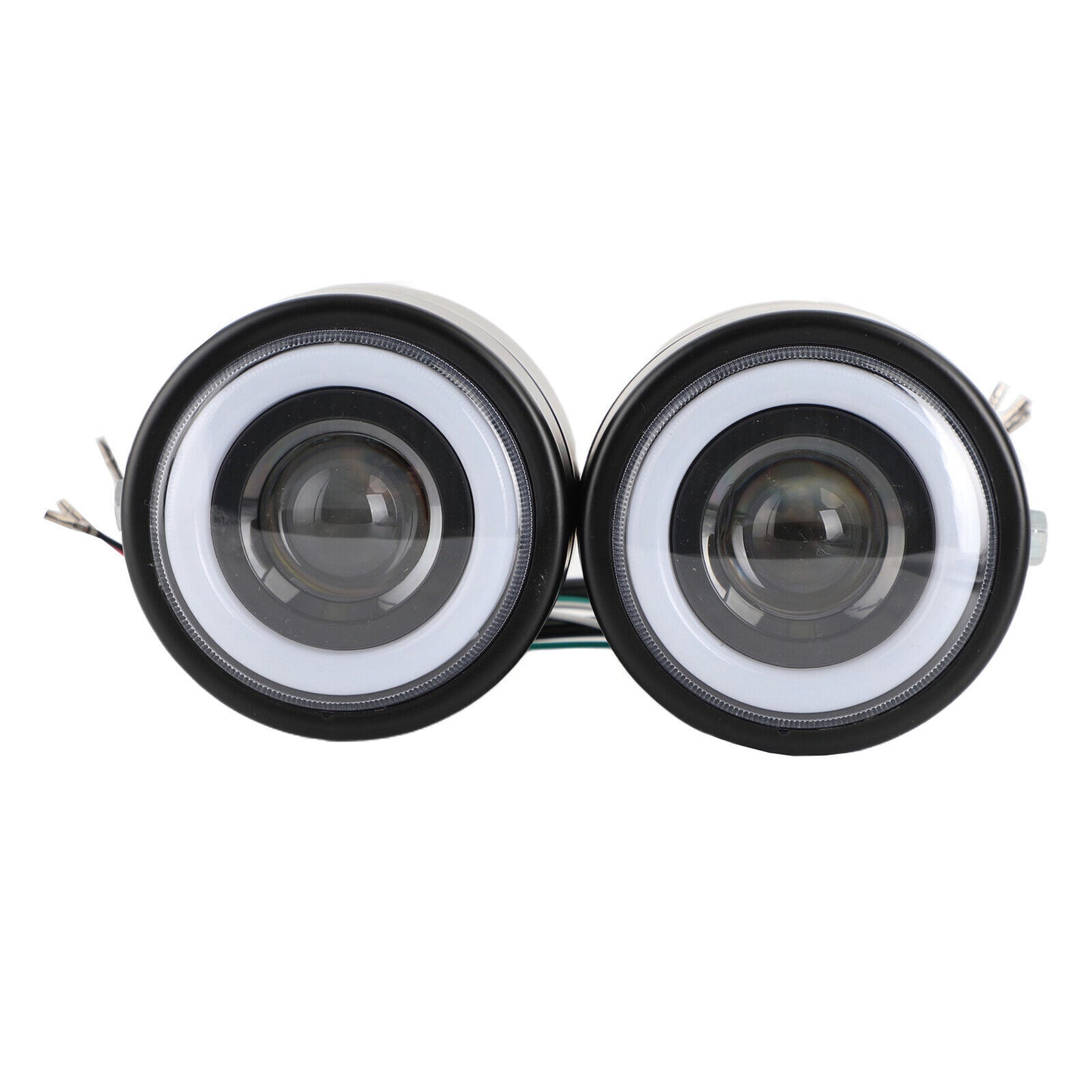 Black Twin Headlight Motorcycle Double Dual Lamp Street Fighter Universal