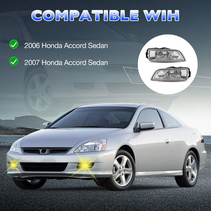 Front Fog Headlight Lamp w/ Bulbs & Harness Kit For 03-07 Honda Accord 4-Door