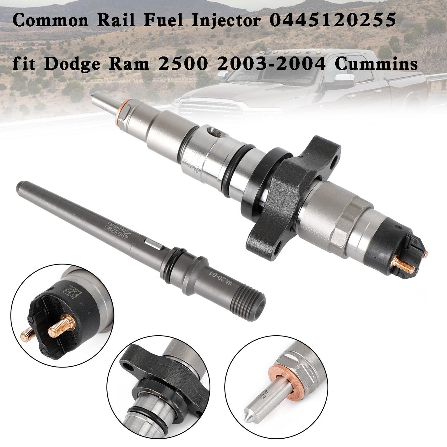 1PCS Common Rail Fuel Injector 0445120255 fit Dodge Ram 2500 2003-2004 Cummins Y