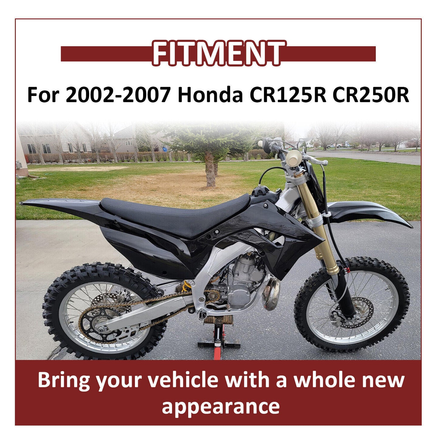 Solid Spare Restyle Complete Plastic Kit Bodywork Fairing Set For Honda CR125R CR250R 02-07