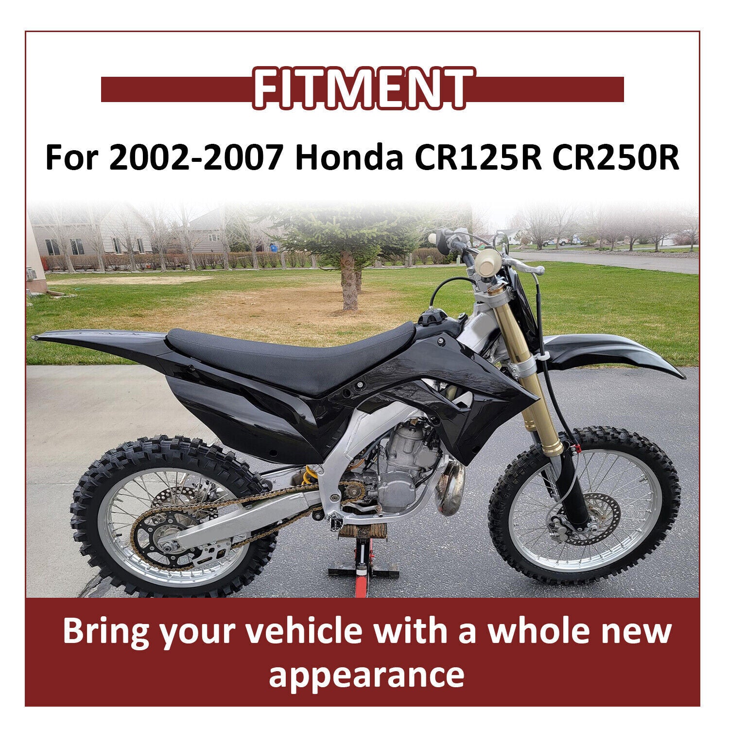 Solid Spare Restyle Complete Plastic Kit Bodywork Fairing Set For Honda CR125R CR250R 02-07
