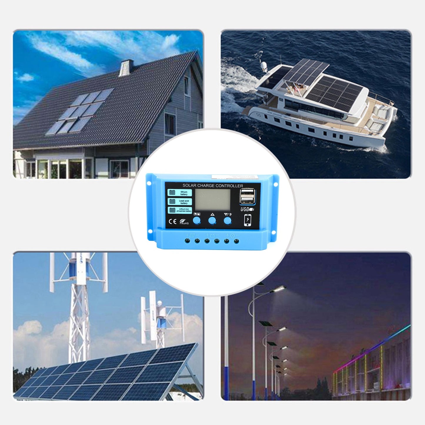 PWM 10A Solar Charge Controller PV Regulator For Lifepo4 Lead Acid Gel