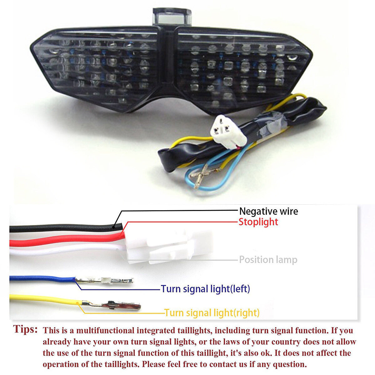 ABS LED Smoke Brake Turn Signal Tail Light Fit for Yamaha YZF R6 2003-2005 04
