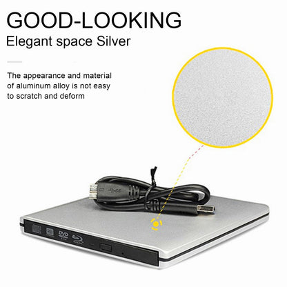4K BD Burner External USB Super Slim DVD RW CD Writer Portable Drive Silver