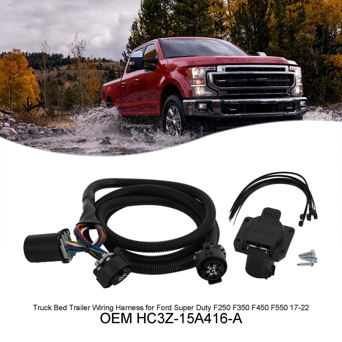 Truck Bed Trailer Wiring Harness for Ford Super Duty F250 F350 F450 F550 17-22