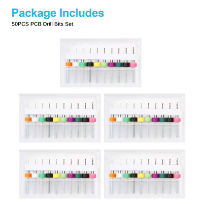 50PCS Carbide Micro Drill Bits Set 0.1-1.0mm PCB Driiling Bit for CNC Engraving