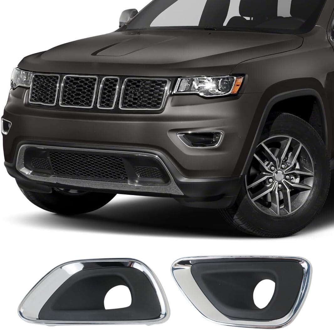 Left and Right Side Fog Light Trim Set Fit For Jeep Grand Cherokee 2014-2016