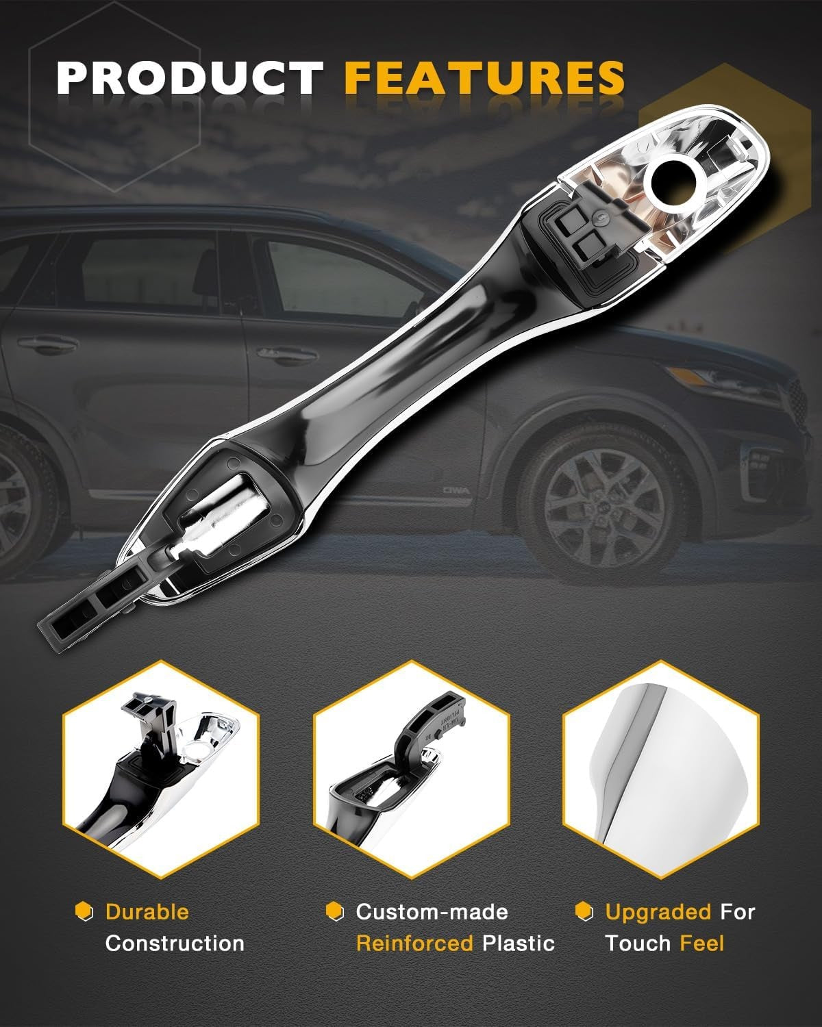 4X Exterior Door Handles Front Rear LH RH w/ End Cap Cover Fit 16-20 Kia Sorento