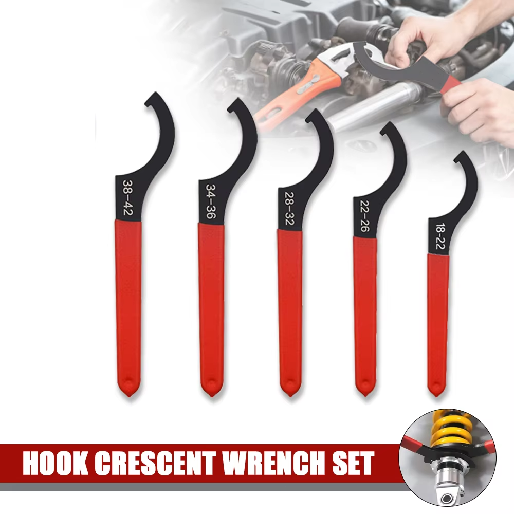 5x Coilover Spanner Wrench Set Adjustable C-Shape Shock Spanner Hook Wrench Tool