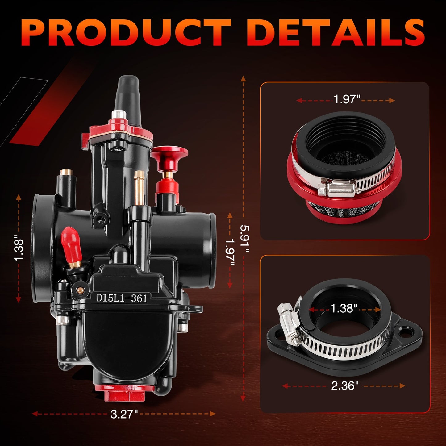 PWK 24mm Racing Carburetor Kit For Dirt Bike ATV Scooter Pit Bike 50cc 70cc 80cc