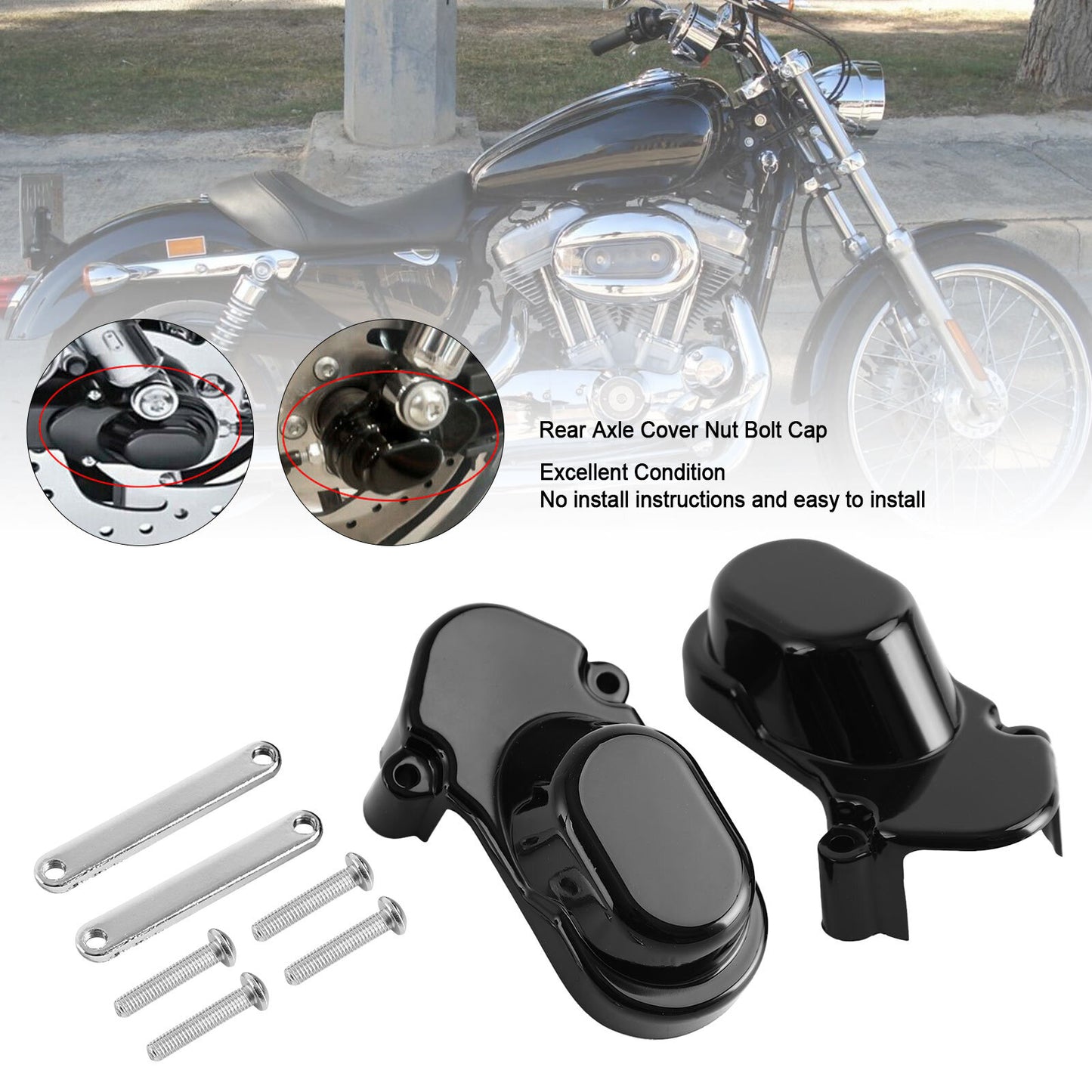 Rear Axle Cover Nut Bolt Cap For Sportster 1200 XL1200C 883 2005-2017 Black  AV