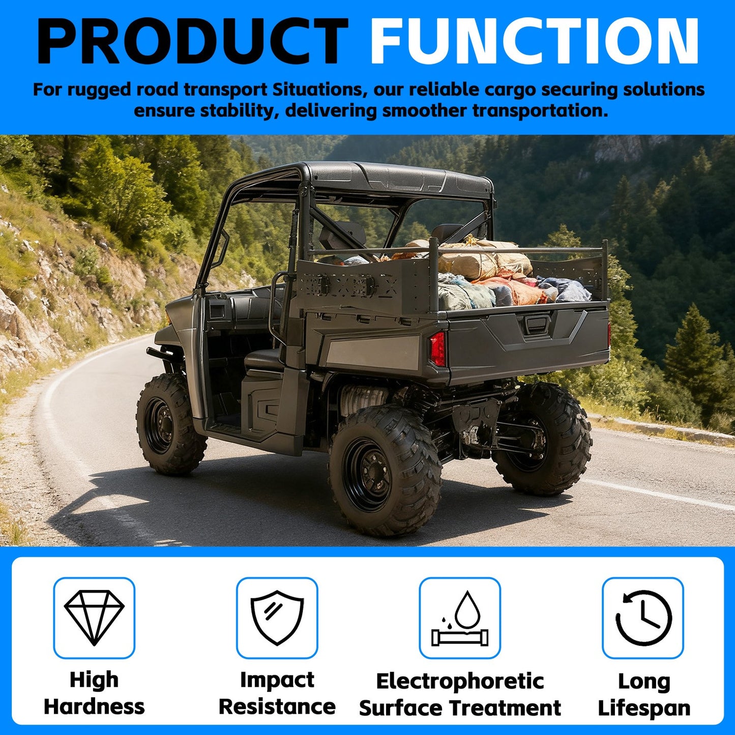 Solid Spare Rear Cargo Rack Bed Rack For Polaris Ranger XP 570/900/1000 Crew 15-25 Steel