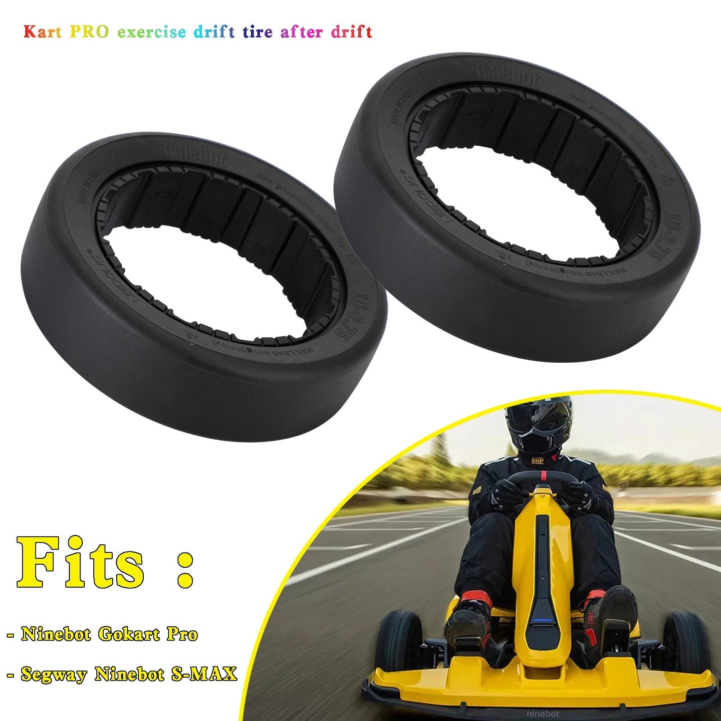 ??2PCS Drifting Rear Tire For Segway Ninebot Gokart Pro S MAX Replacement Black