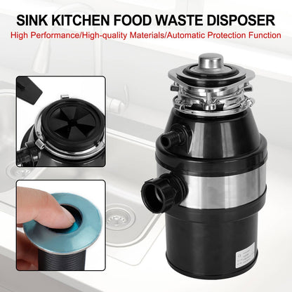 Garbage Disposal 3/4 HP 2800 RPM Under Sink Kitchen Food Waste w/ Plug