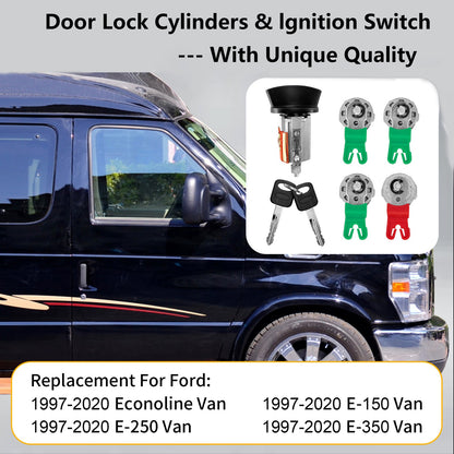 703369 Door & Ignition Switch Lock Cylinder w/ Keys Fit 1997-18 Ford E-150 E-250