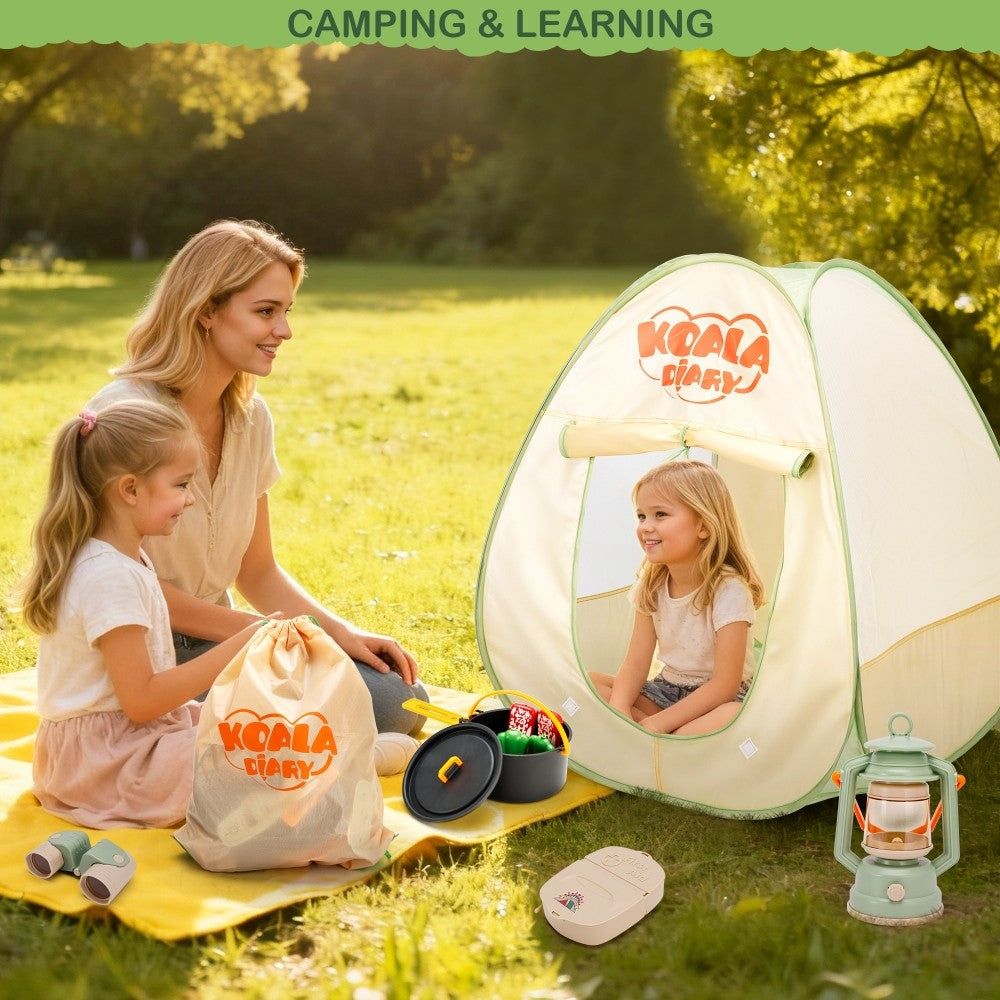 Kids Camping Set with Tent Toy Campfire 42Pcs Camping Pretend Play Tent