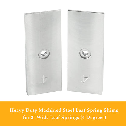 2PCS 2" Wide 4°Degree Steel Leaf Spring Degree Shims Silver~~