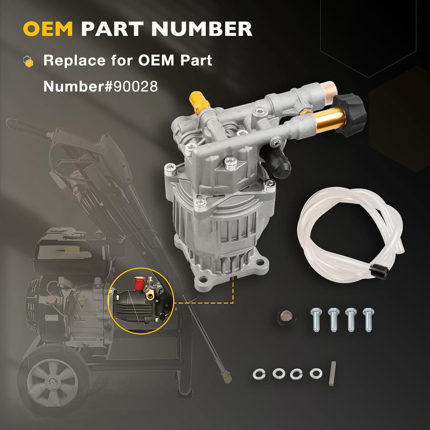 90028 Horizontal Pressure Washer Pump Kit Aluminum 2.4 GPM 3300 PSI Power 3/4"
