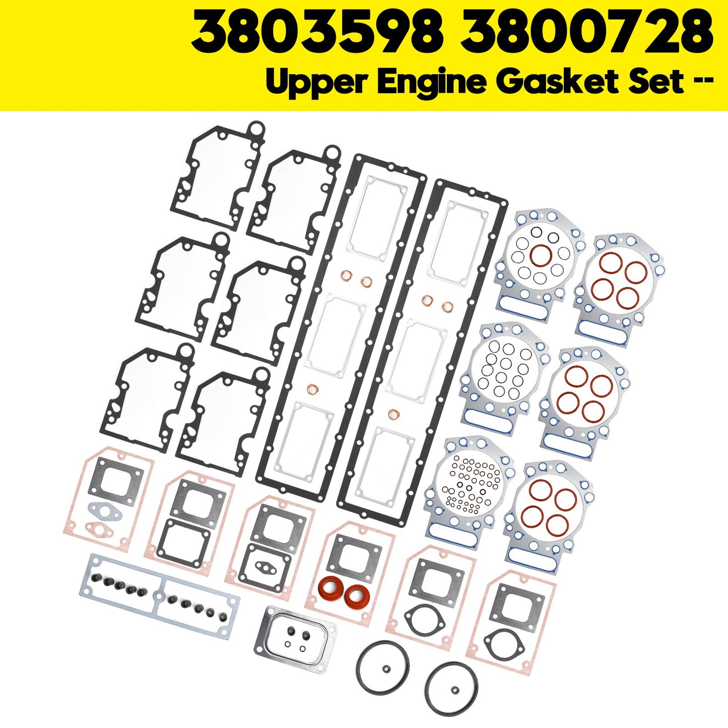 3803598 3800728 Upper Engine Gasket Set for Cummins KTA19 KTTA19