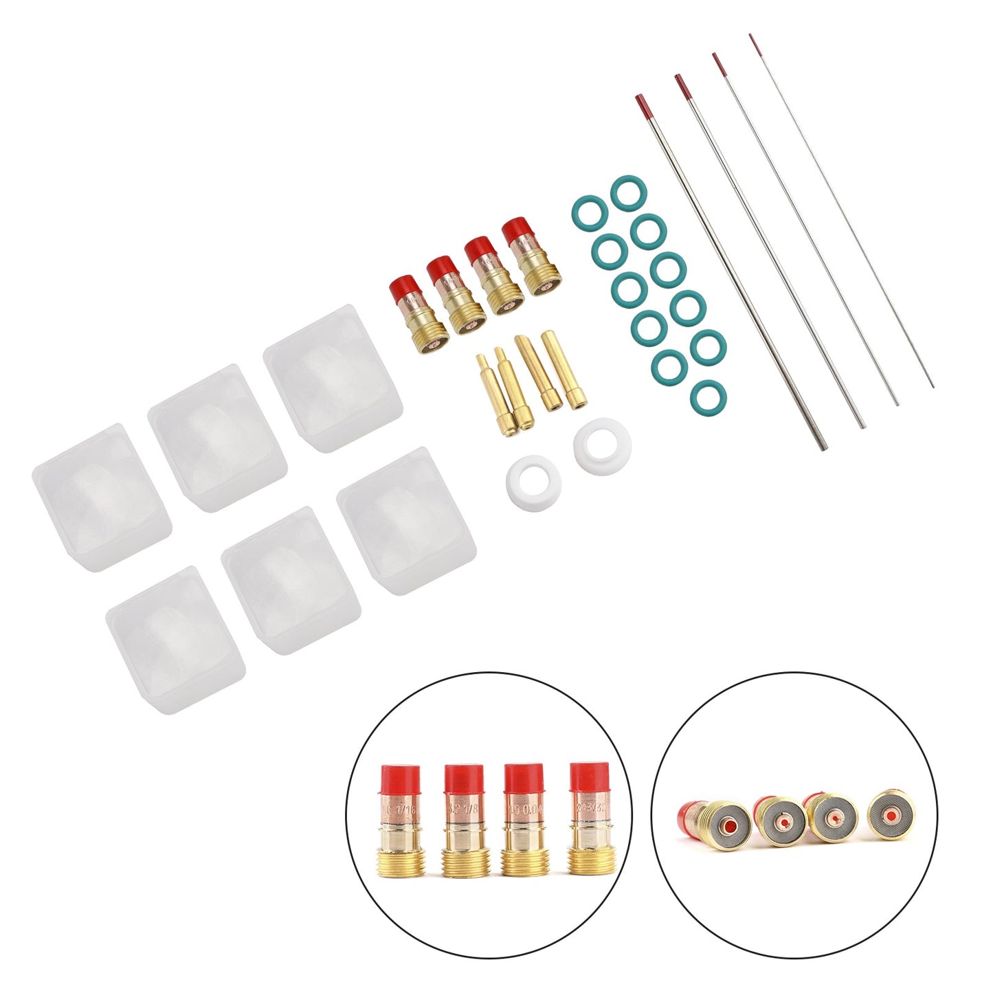30Pcs TIG Welding Stubby Gas Lens  Cup Kit Fits For Tig WP-17/18/26 Torch