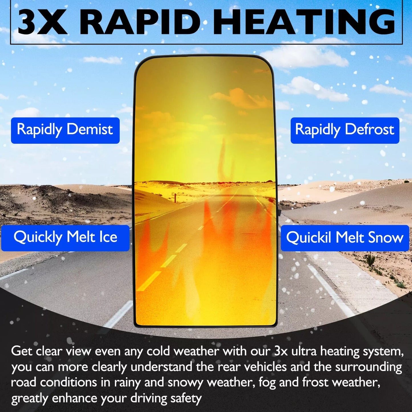 Heated Upper Flate Rear View Mirror Glass For 2008-2016 Freightliner Cascadia