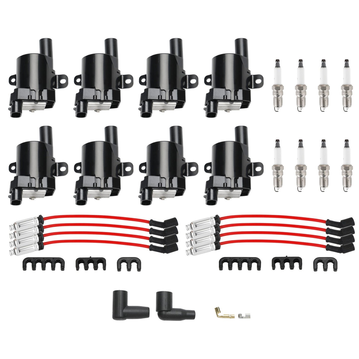 8Pack Ignition Coil+Spark Plug+Wires Set UF262 For Chevy Silverado 1500 2500 GMC