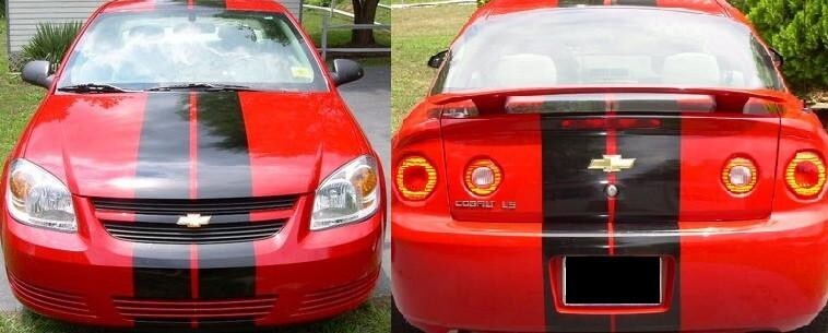 8" VINYL RALLY STRIPES RACING STRIPE HOOD TRUNK ROOF For CHEVY COBALT