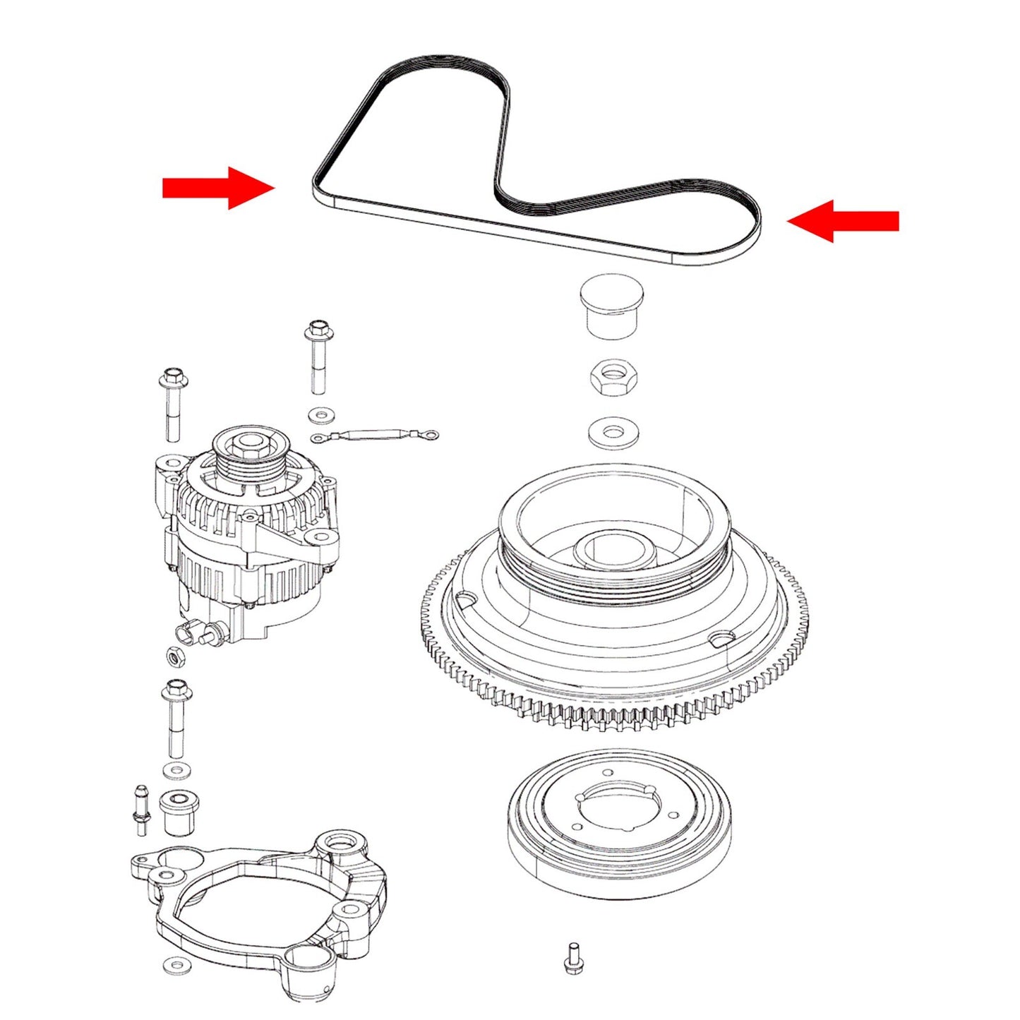 Serpentine Belt for Mercury Optimax 3 cyl DFI 75-125HP - 57-892318, 57-8M0026410