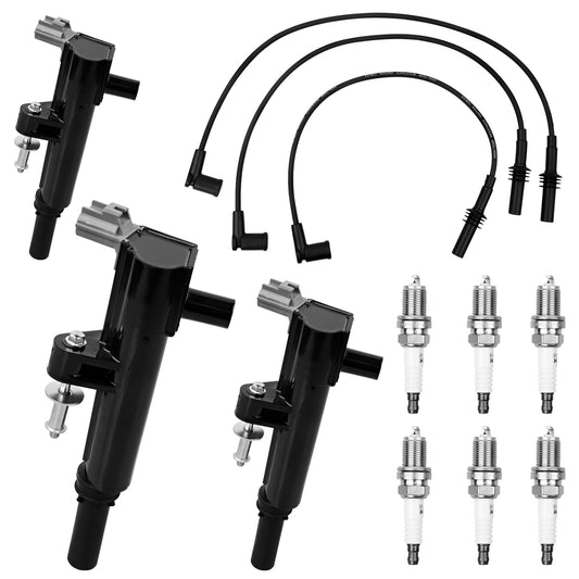 Solid Spare 3X UF640 Ignition Coils & Spark Plug Pack & Wire For Dodge Durango Jeep Liberty